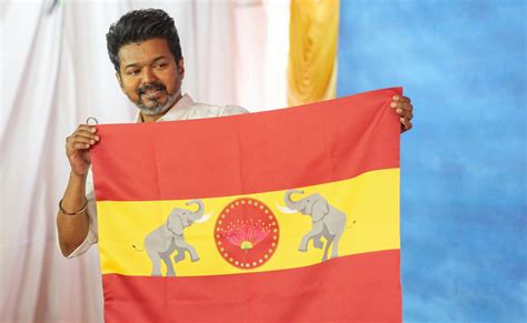 Actor Vijay unveils Tamilaga Vettri Kazhagam Party flag in Chennai