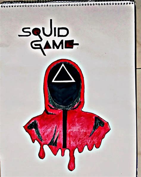 a drawing of a person wearing a hoodie with the word squid game on it