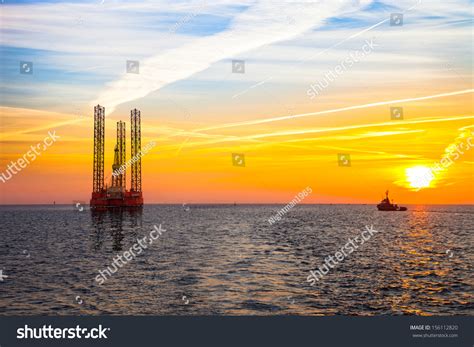 Oil Rig Sunset Background Stock Photo 156112820 | Shutterstock