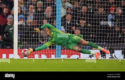 Manchester City's Moraes Ederson saves from Real Madrid's Luka Modric ...