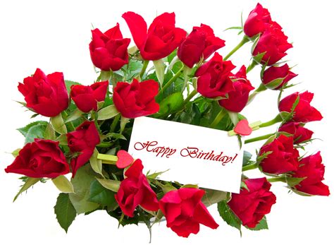 Red Roses Happy Birthday Card | Gallery Yopriceville - High-Quality Images and Transparent PNG ...