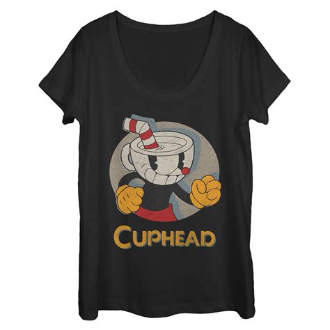 Cuphead - Cuphead Women's Logo Portrait Circle Scoop Neck T-Shirt ...