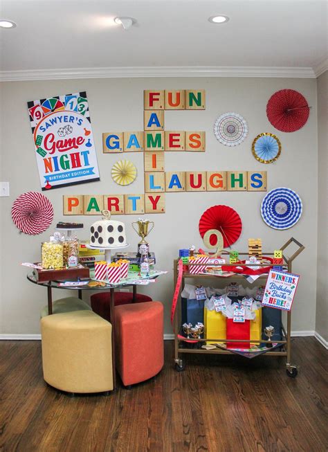 Game Night Party Letter Tile Backdrop, Birthday Party, Family Game ...