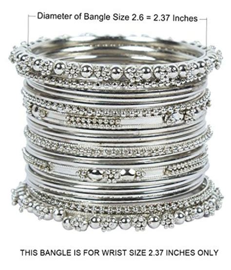 Sapna Fx Oxidised Silver Bangles Set (20 Pcs) Size 2.6 (Wrist Size 2.375 Inches): Buy Sapna Fx ...