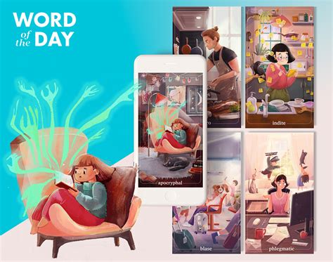 Word of the Day- Illustrations for the learning app on Behance