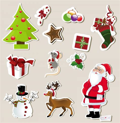 Christmas stickers element 01 vector Free Vector / 4Vector