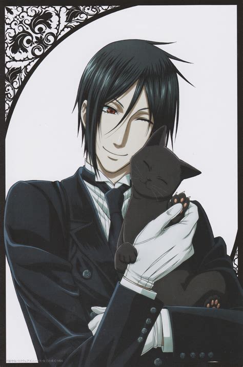 awww Sebastian and his kitty! ^_^ | Sebastian de black butler, Personajes de anime, Sebastián ...