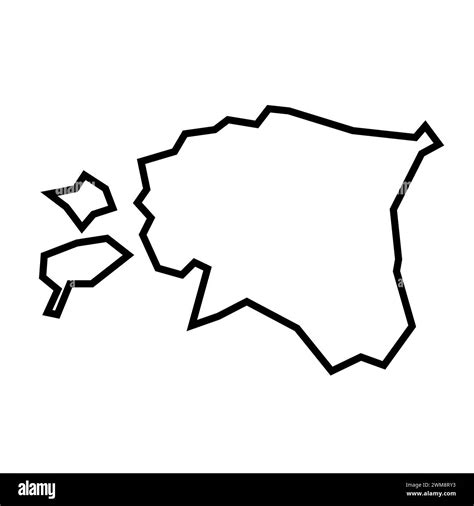 Estonia country thick black outline silhouette. Simplified map. Vector ...