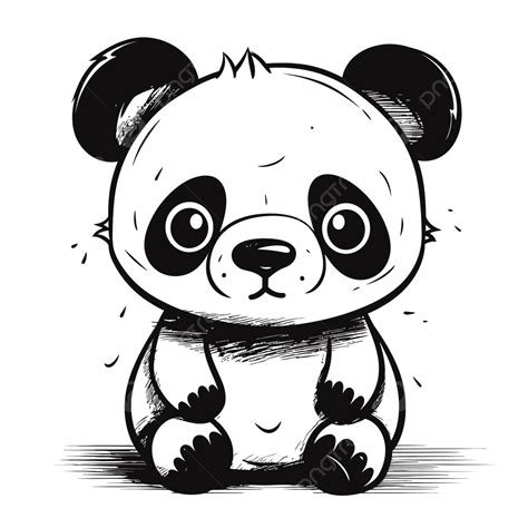 Cute Draw Panda Bear Character Illustration Outline Sketch Drawing ...