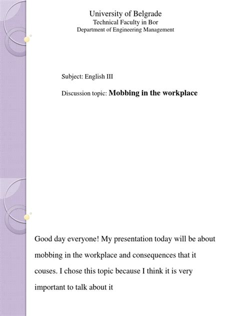 Mobbing in The Workplace | PDF | Applied Ethics | Abnormal Psychology