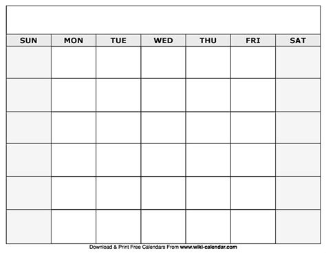 Printable Calendar Blank Month