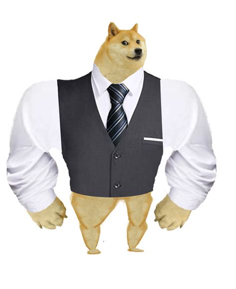 buff doge in a suit png: dogelore | Doge meme, Doge, Black and white background