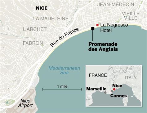 Promenade des anglais Nice map - Map of Nice promenade des anglais ...