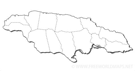 Outline Map Of Jamaica With Parishes