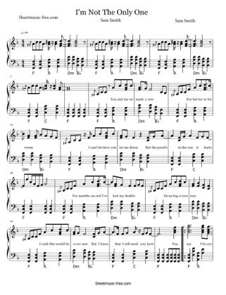 I'm Not The Only One - Sam Smith Free Piano Sheet Music PDF