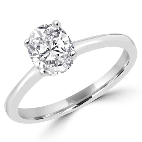 Oval Cut Diamond Solitaire 4-Prong Engagement Ring in White Gold - # ...