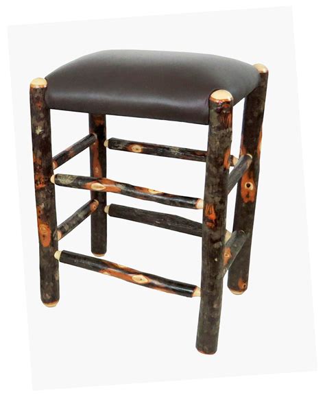 Genuine Leather Rustic Hickory Backless Bar Stool 24" - Dark Chocolate ...