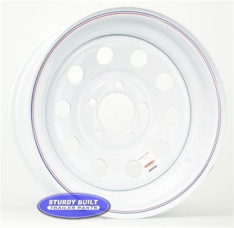 15 inch 5 Bolt White Modular Trailer Wheel 5 on 4 1/2 Lug Pattern