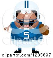 Cartoon Clipart Of A Black And White Happy Football Player Boy - Vector ...
