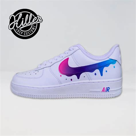 Custom Nike Air Force 1 - Drip Faded Swoosh - Killer Crep Customz