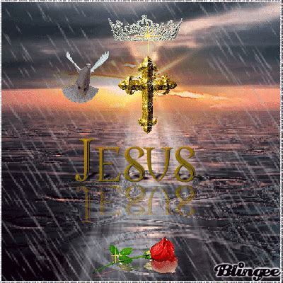 an image of the cross and doves on top of water with words jesus today