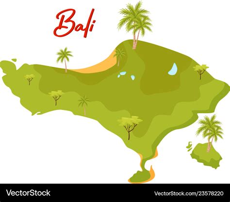 Flat design of bali map green island with Vector Image