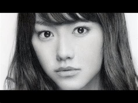 鉛筆画 桐谷美玲 完成までの一部始終 動画 早送り / Pencil drawing/ Mirei Kiritani/ Portrait/ How To Draw - YouTube