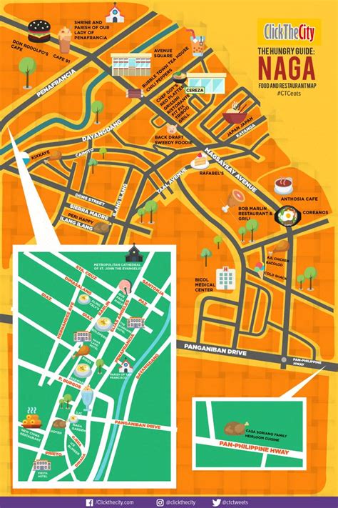 Naga City, CamSur Food Map (The Hungry Guide) | Illustrated map, Food map, Camarines sur