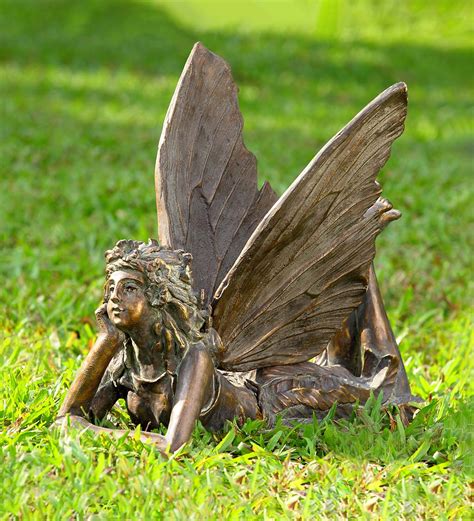 Resting Fairy Garden Sculpture with Antiqued Bronze Finish | Fairies ...