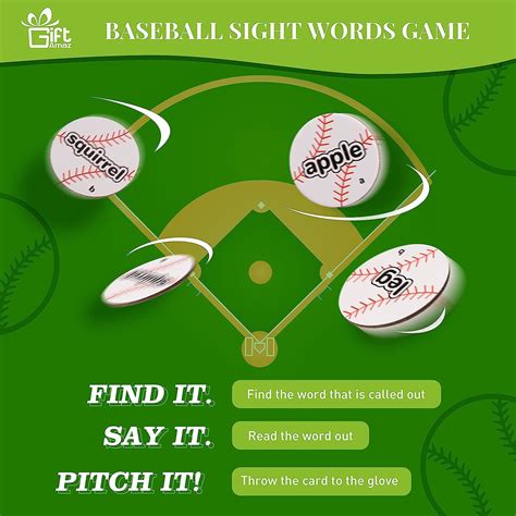 Baseball Sight Words Games, Sight Words Flash Cards, Toddler Educational Letters - Other ...