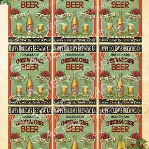 Vintage Homemade Christmas Beer Labels Digital Download Christmas Printable Beer Tags Scrapbook ...