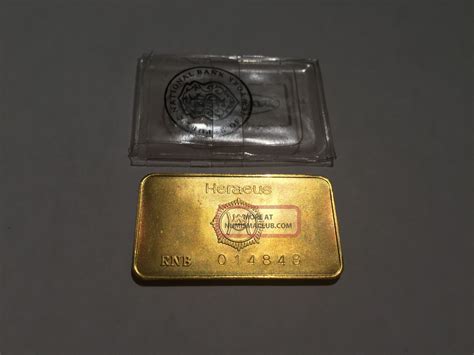 1 Troy Ounce Gold Bar Republic National Bank Of Ny. 9999 Vtg. Heraeus