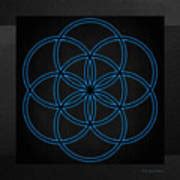 Sacred Geometry - Black Flower of Life - Seed of Life with Blue Halo over Black Canvas Acrylic ...