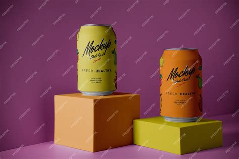 Premium PSD | Soda cans with pink background