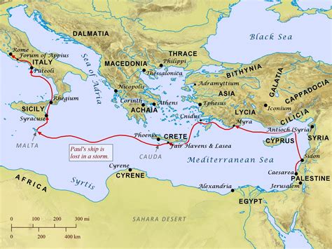 Printable Map Of Paul's Journey To Rome