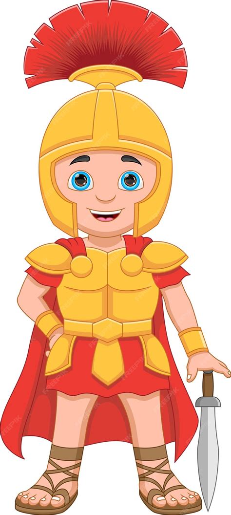 Premium Vector | Young roman soldier cartoon on white background