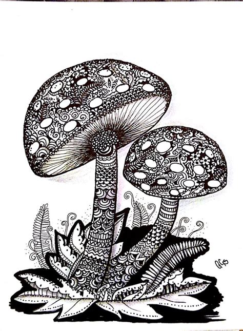 Mushrooms | Mushroom pictures, Colouring pages, Zentangle art