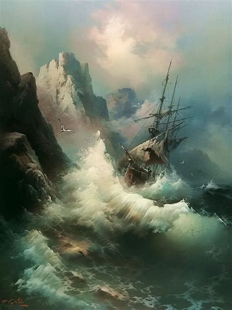 Storm. Artist unknown | Ship art, Ship paintings, Old sailing ships