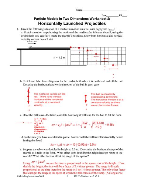 SOLUTION: Particle models in two dimensions worksheet 2 horizontally ...