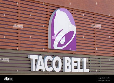 Finestrat, Spain - March 2, 2023: Taco Bell logo on Taco Bell ...