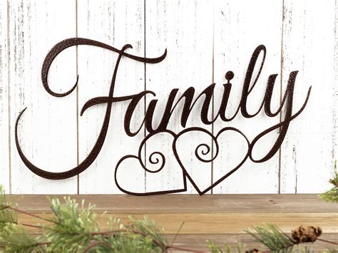 Family Metal Sign, Metal Wall Art, Metal Wall Decor, Hearts, Family ...