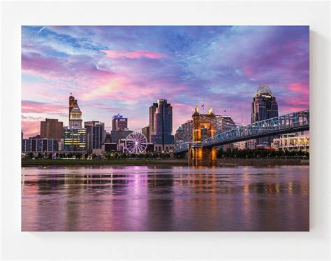 Cincinnati Skyline Canvas Cincinnati Sunset Cincinnati - Etsy