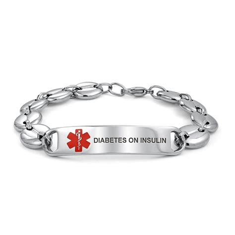 Personalize Medical Alert ID Bracelet Mariner Link Stainless Steel 7 8 ...