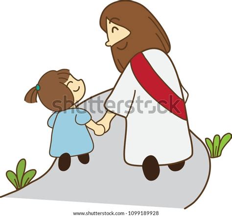 Jesus With Children Walking Clip Art