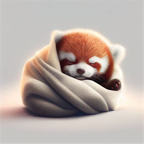 Sleeping baby Red Panda stock illustration. Illustration of cutest ...