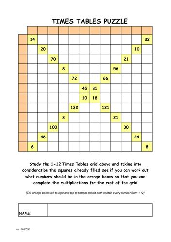 TIMES TABLES PUZZLES | Teaching Resources