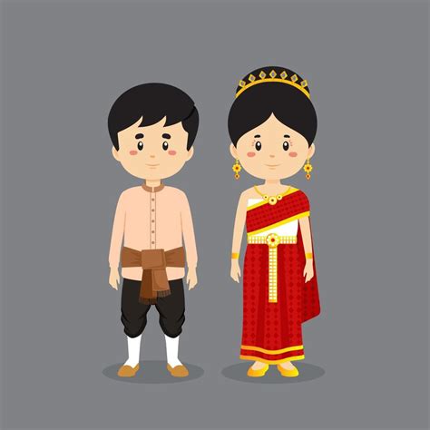 Couple Character Wearing Thailand Traditional Dress 3552237 Vector Art ...