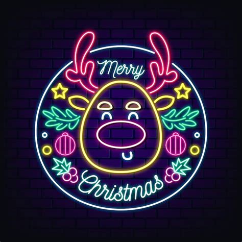 Free Vector | Neon merry christmas