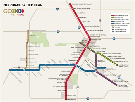 Houston metro rail map - Ontheworldmap.com