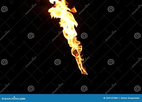 Yellow Fire Flames Isolated on a Black Background Stock Illustration - Illustration of motion ...